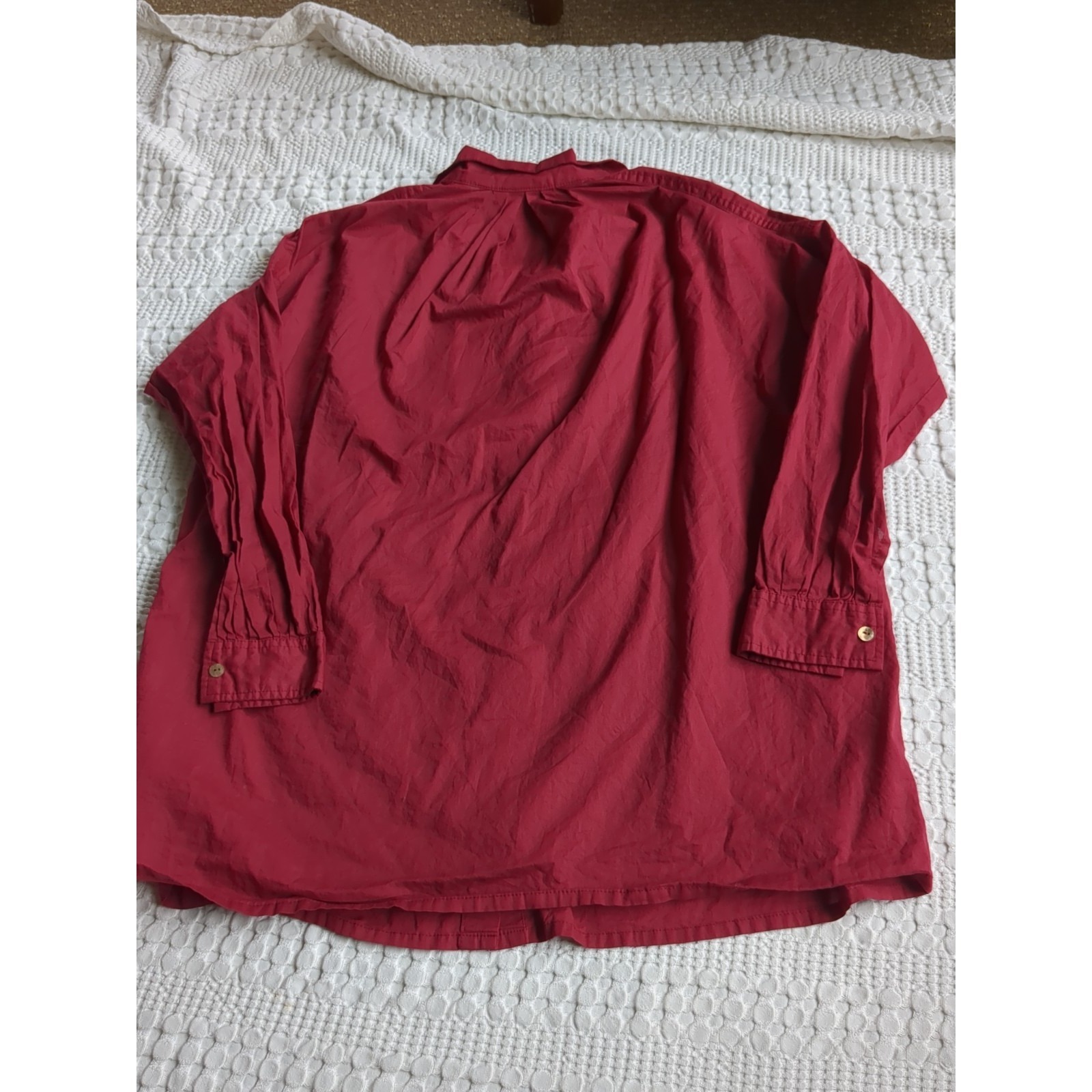 Laneway The Label Gathered Top Oversized Button Up Long Sleeve Red Sz Xs Light — image 2 of 8